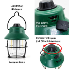 Rox Şarjlı Kamp Feneri 220 Lümen