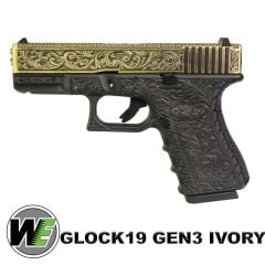 Airsoft Tabanca WE Glock 19 Gen3 Ivory Gravür işlemeli  WE-G003BOX-FP YENİ
