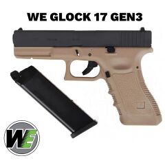 Airsoft Tabanca WE Glock 17 Siyah/Tan Gen3 WE-G001A-TAN G17-A-TAN-GEN3