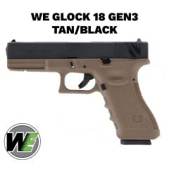 Airsoft Tabanca WE Glock 18C Siyah/Tan Gen3 WE-G002A-TAN G18-A-TAN-GEN3