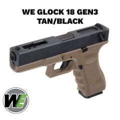 Airsoft Tabanca WE Glock 18C Siyah/Tan Gen3 WE-G002A-TAN G18-A-TAN-GEN3